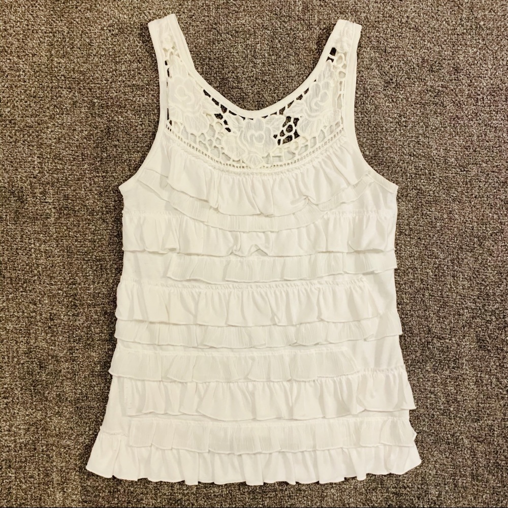White ruffle tank